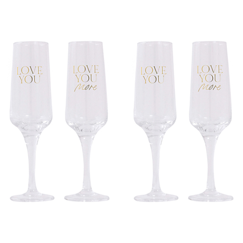 2x 2pc Splosh Wedding Love You Wine Glass Set 22cm - Clear