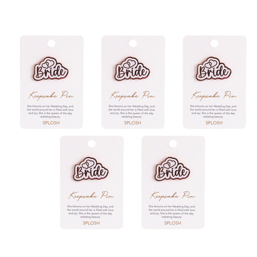 5PK Splosh Enamel Wedding Bride Keepsake Pin 4.5cm - Rose Gold