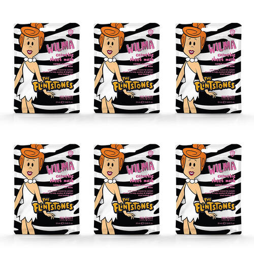 6PK Warner Bros Wilma Flintstone Scented Cosmetic Sheet Face Mask 25ml Peach