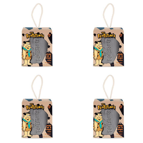 4PK Warner Bros Flintstones Fred Scented Soap On A Rope 180g Cedarwood & Lime