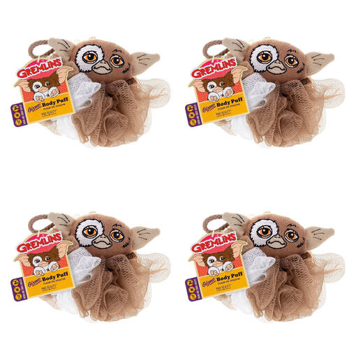 4PK Warner Bros Gremlins Mogwai Gizmo Shower Loofah Body Cleansing Puff Brown