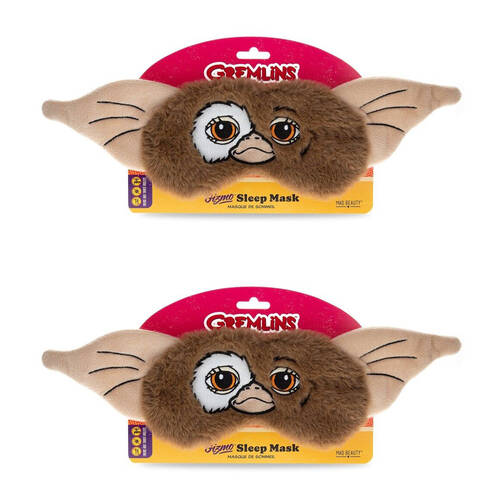 2PK Warner Bros Gremlins Mogwai Gizmo Soft Plush Sleep Face Mask Brown