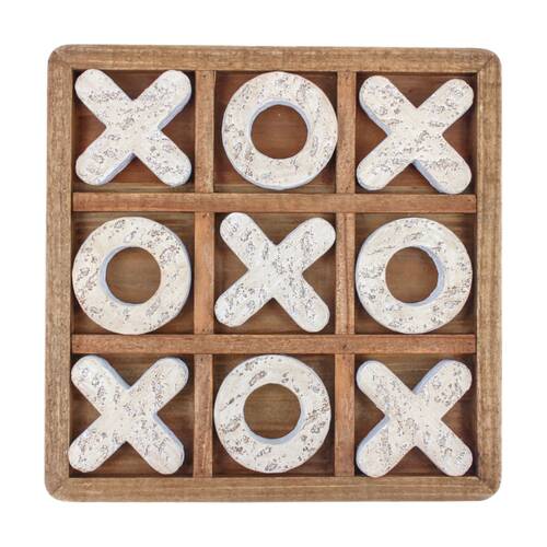 9pc Karson Woodland X & O Tic Tac Toe Board Game Set 22x22x3.5cm Natural