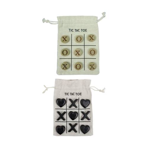 2x 9pc Karson Love Crosses/ X & O Tic Tac Toe Game Set w/ Fabric Bag 13x18x1.6cm