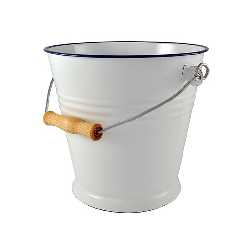 Urban Style Enamelware 5L Ice Bucket w/ Wire Handle - White