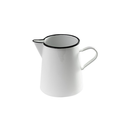 Urban Style Enamelware 1L Pitcher w/ Black Rim - Premium White