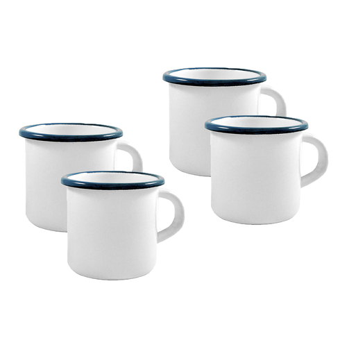 4PK Urban Style Enamel 280ml Coffee Mug w/ Handle White