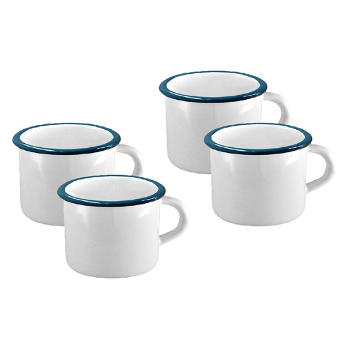 4PK Urban Style Enamel 360ml Coffee Mug w/ Handle White