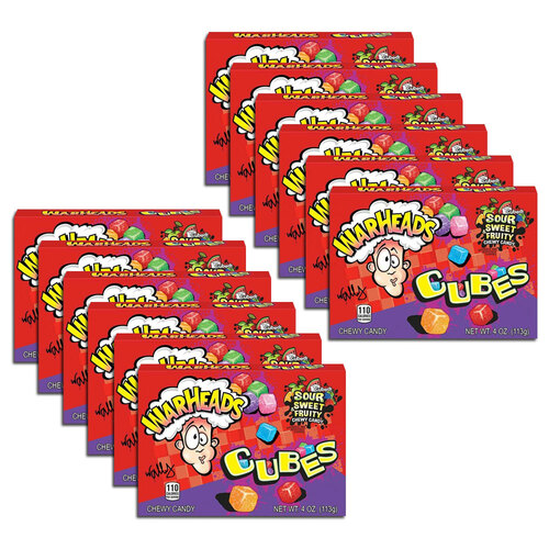 12PK Warheads Chewy Cubes 113g (4oz) Theater Box