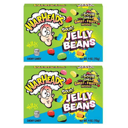 2PK Warheads Sour Jelly Bean 113g (4 oz) Theater Box