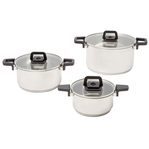 3pc Westinghouse Stackable Stainless Steel Pot & Pan Set