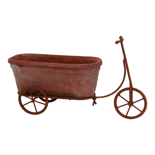 LVD Metal/Terracotta 41cm Bike Planter Clay Pot Garden Display