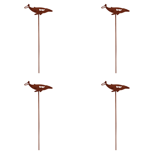 4PK LVD Metal 90cm Garden Stake Decorative Ornament Whale