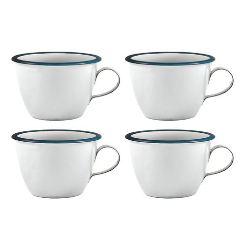 4x Urban Style Enamelware 350ml Conical Cafe Cup - White