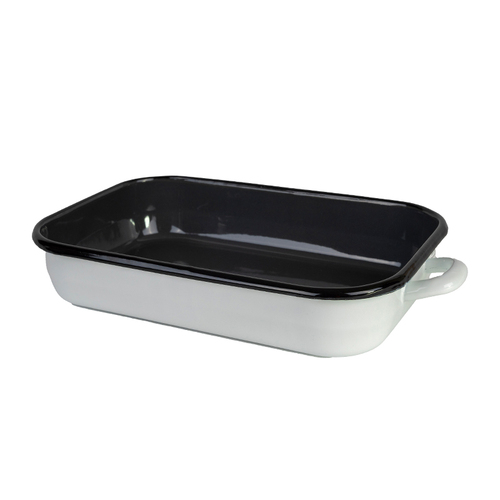 Urban Style Enamelware 3.4L Baking Dish w/ Black Rim - White/Charcoal