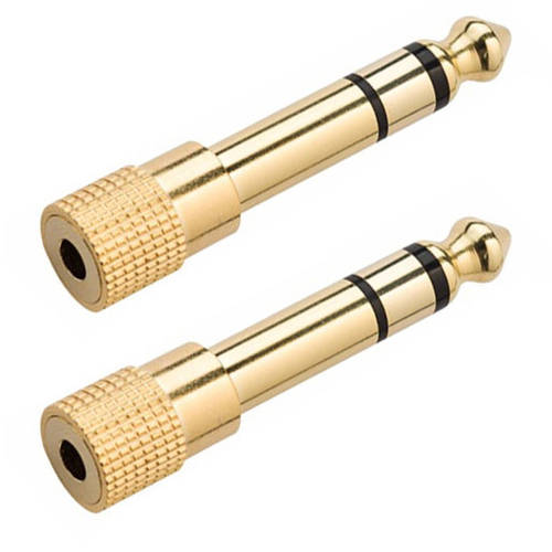 2PK Westinghouse 3.5mm Female to 6.3mm Male Plug Adapter Gold Plated