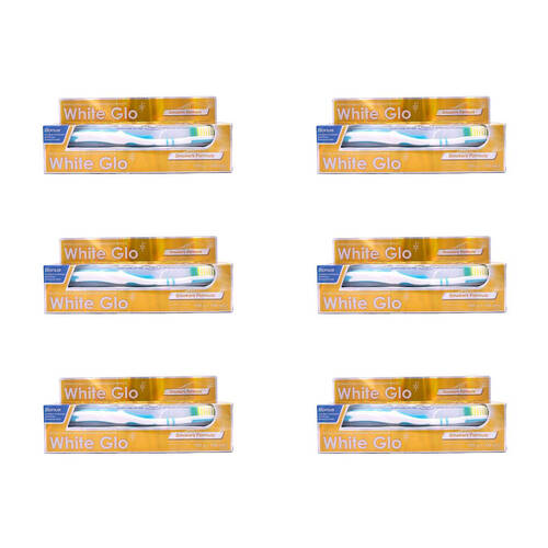 6x 2pc White Glo Smokers Formula Toothbrush & Toothpaste Dental Care Set 100ml