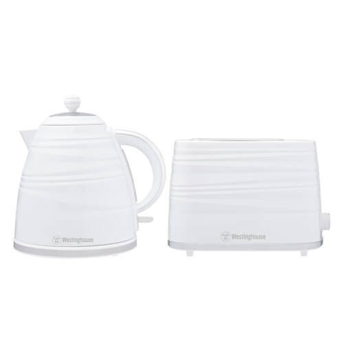 Westinghouse Plastic 1.7L kettle & 2 Slice Toaster Pack - White