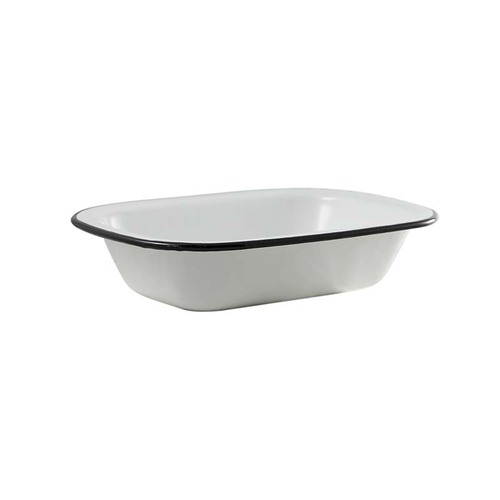 Urban Style Enamelware 26cm Pie Dish w/ Black Rim - White