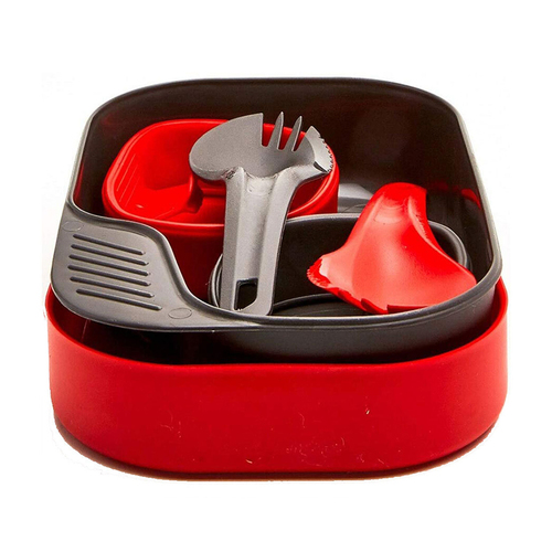 6pc Wildo Camp-A-Box Set Duo Light Camping Set Utensils/Bowl/Plate/Cup Red