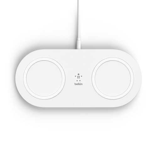 Belkin BoostCharge Dual 15W Wireless Charging Pads w/PSU - White