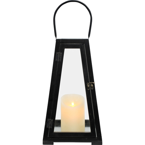 LVD Lantern Haven Metal/Timber 40cm Candle Holder w/ Handle - Black