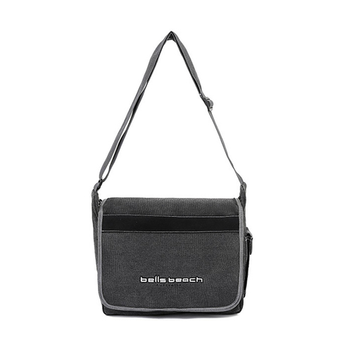 Bells Beach Canvas Fold Over Shoulder Bag 35cm - Black