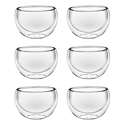 6pc Wilmax England Thermo Glass 120ml Double Wall Bowl - Clear