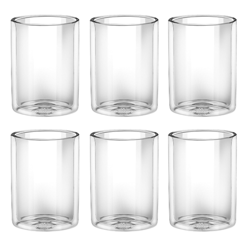 6x Wilmax England Thermo 250ml Straight Double Wall Glass Cup - Clear