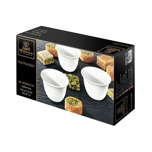 12pc Wilmax England Arabic Style 75ml Coffee Cup Fine Porcelain
