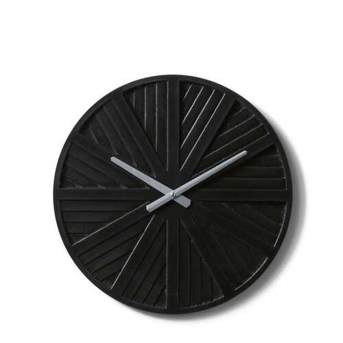 E Style Jayanta MDF/Metal 40cm Round Wall Clock - Black