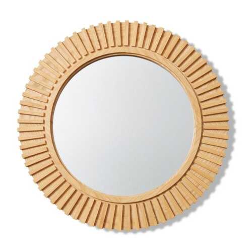 E Style Beckett 60cm MDF/Glass Round Wall Mirror - Brown
