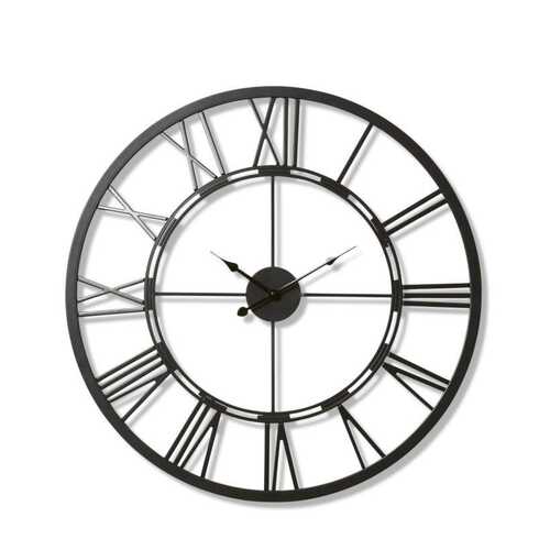 E Style Kingston Metal 70cm Round Wall Clock - Black