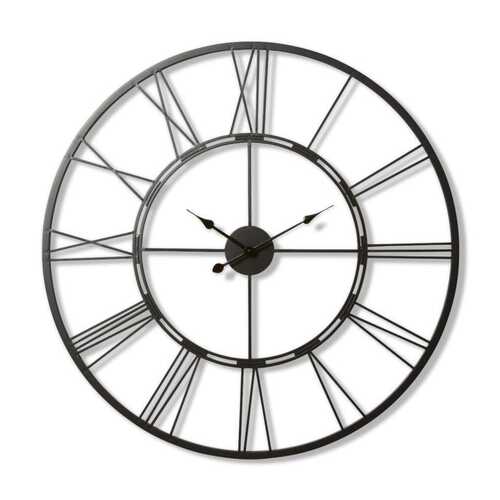 E Style Kingston Metal 101cm Round Wall Clock - Black