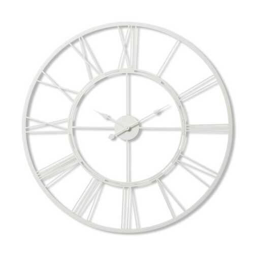 E Style Kingston Metal 101cm Round Wall Clock - White