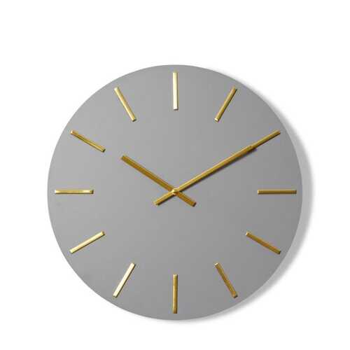 E Style Maddox Metal/MDF 50cm Round Wall Clock - Grey/Gold