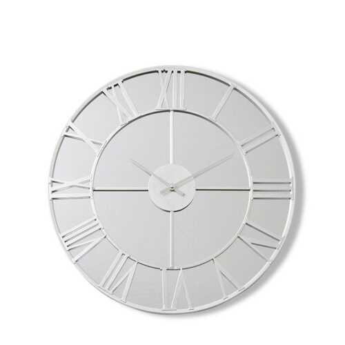 E Style Leighton Metal/Glass 50cm Round Wall Clock - Silver