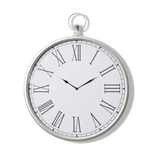 E Style Bentley Metal/Glass 85cm Round Wall Clock - Silver
