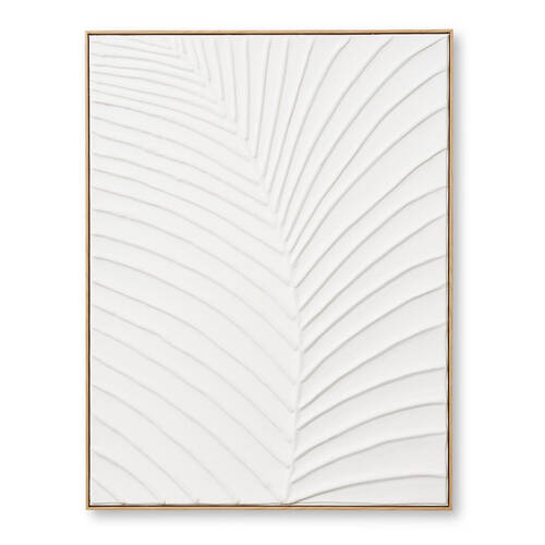 E Style Brooklyn Palm 3D Hand Painted Abstract Wall Art 100cm - Off White