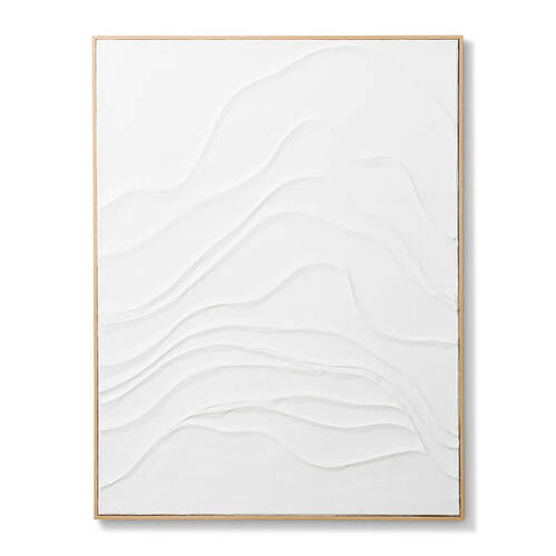 E Style Wavy Hand Painted Abstract Wall Art Hanging Decor 120x150cm - White