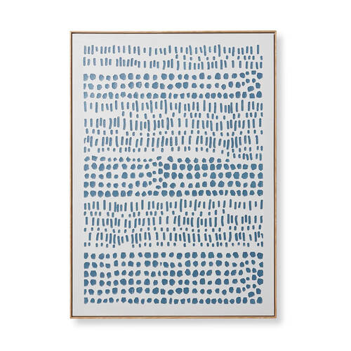 E Style Jabari Hand Painted Abstract Wall Art Decor 90x120cm - Cream/Blue