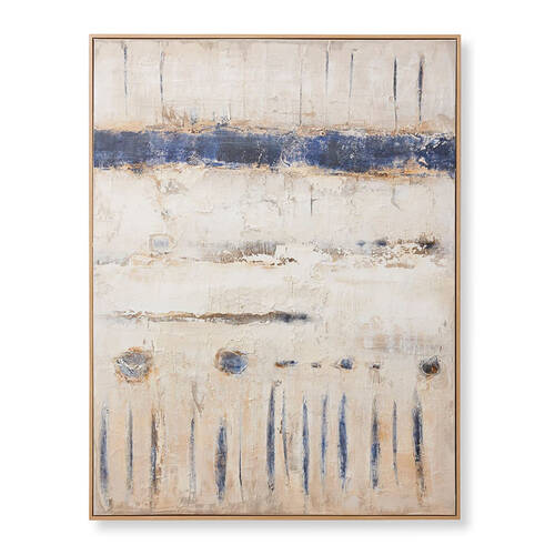 E Style Masego Hand Painted Abstract Wall Art Decor 120x150cm - Beige/Blue