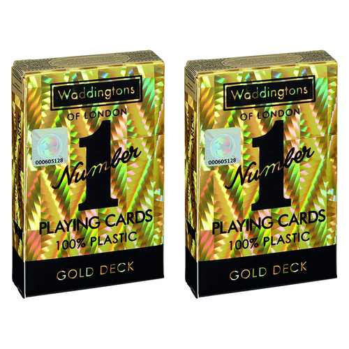 2PK Waddingtons Gold Edition Traditional Plastic Playing Cards Deck 5y+