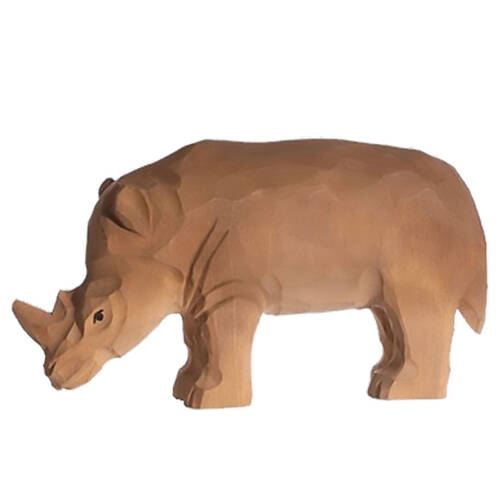 Wudimals Rhino Handmade Wooden Animal Toy Carved Figurine Non-Toxic 3y+