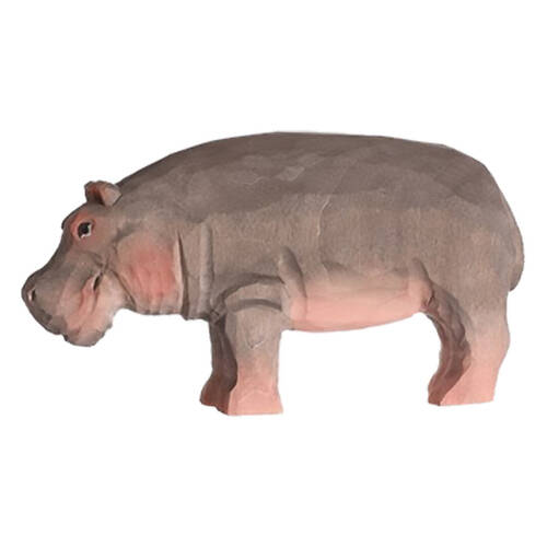 Wudimals Hippo Handmade Wooden Animal Toy Carved Figurine Kids 3y+