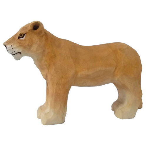 Wudimals Lioness Handmade Wooden Animal Toy Carved Figurine Kids 3y+