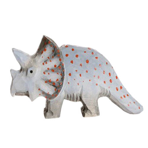 Wudimals Triceratops Handmade Wooden Dinosaur Toy Carved Figurine 3y+