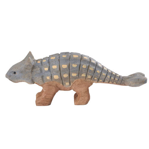 Wudimals Ankylosaurus Handmade Wooden Dinosaur Toy Carved Figurine 3y+