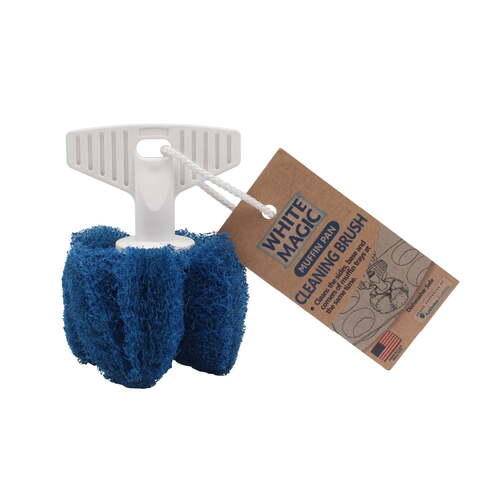 White Magic 8cm Round Muffin Pan Cleaning Brush - Blue