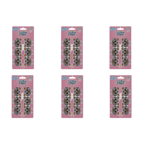 6x 6pc White Magic Cute Tidy Bag Clip Food Saver Sealer Set 4.5cm Bengal